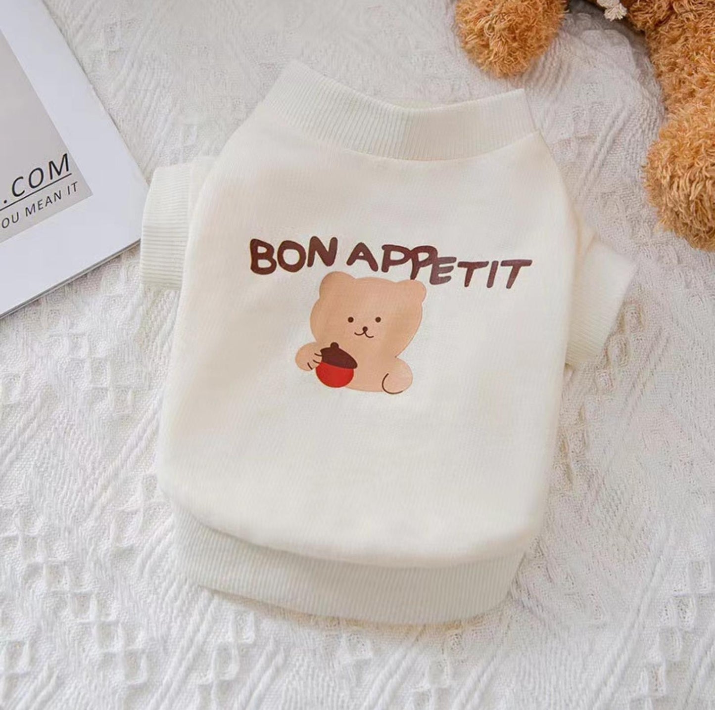Cartoon Bear Pattern Striped Pet T-Shirt Pet Apparels - {{product.type}} - PawPawUp