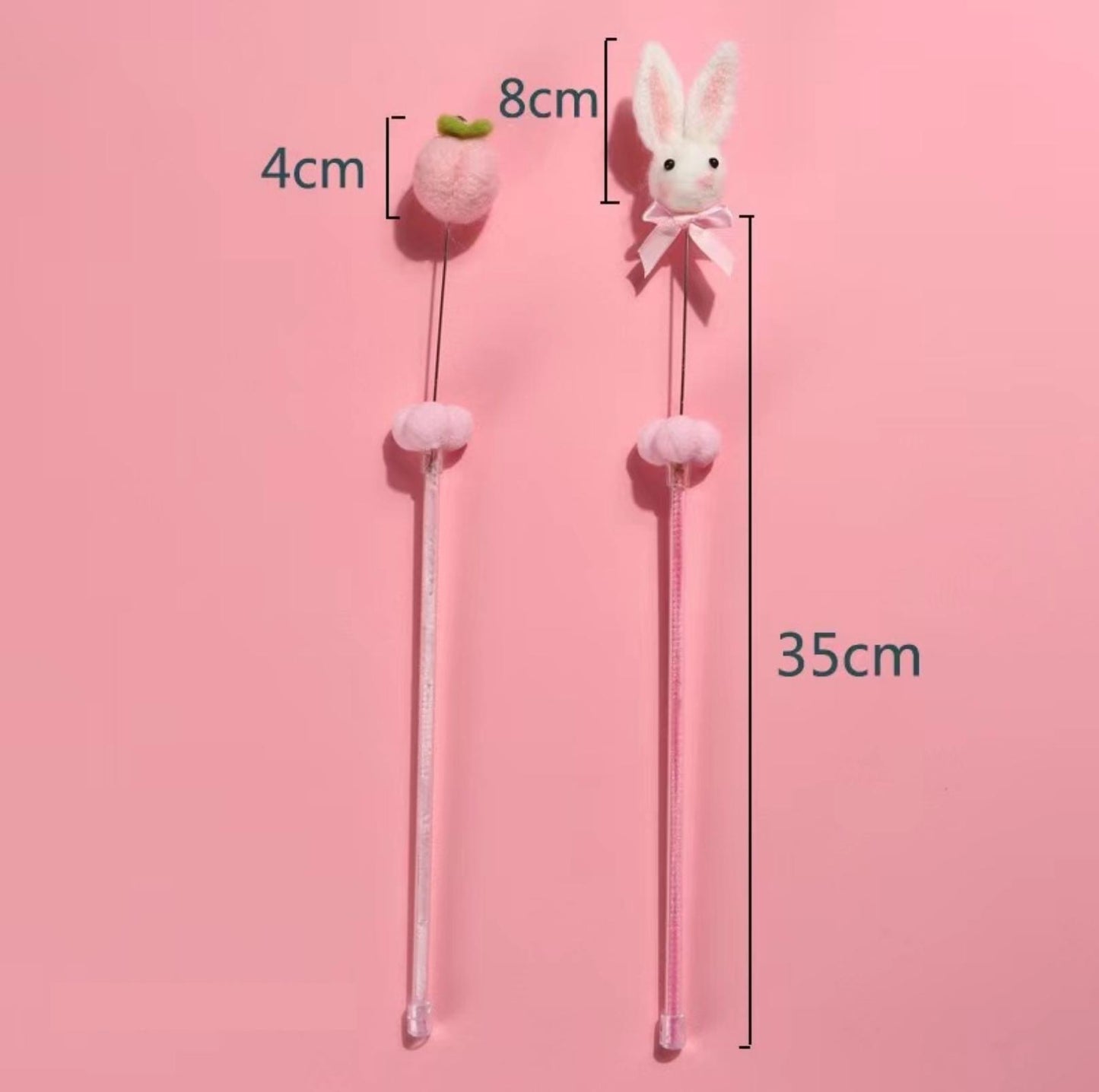 Cartoon Bunny and Peach Cat Stick | Cat Toys - {{product.type}} - PawPawUp