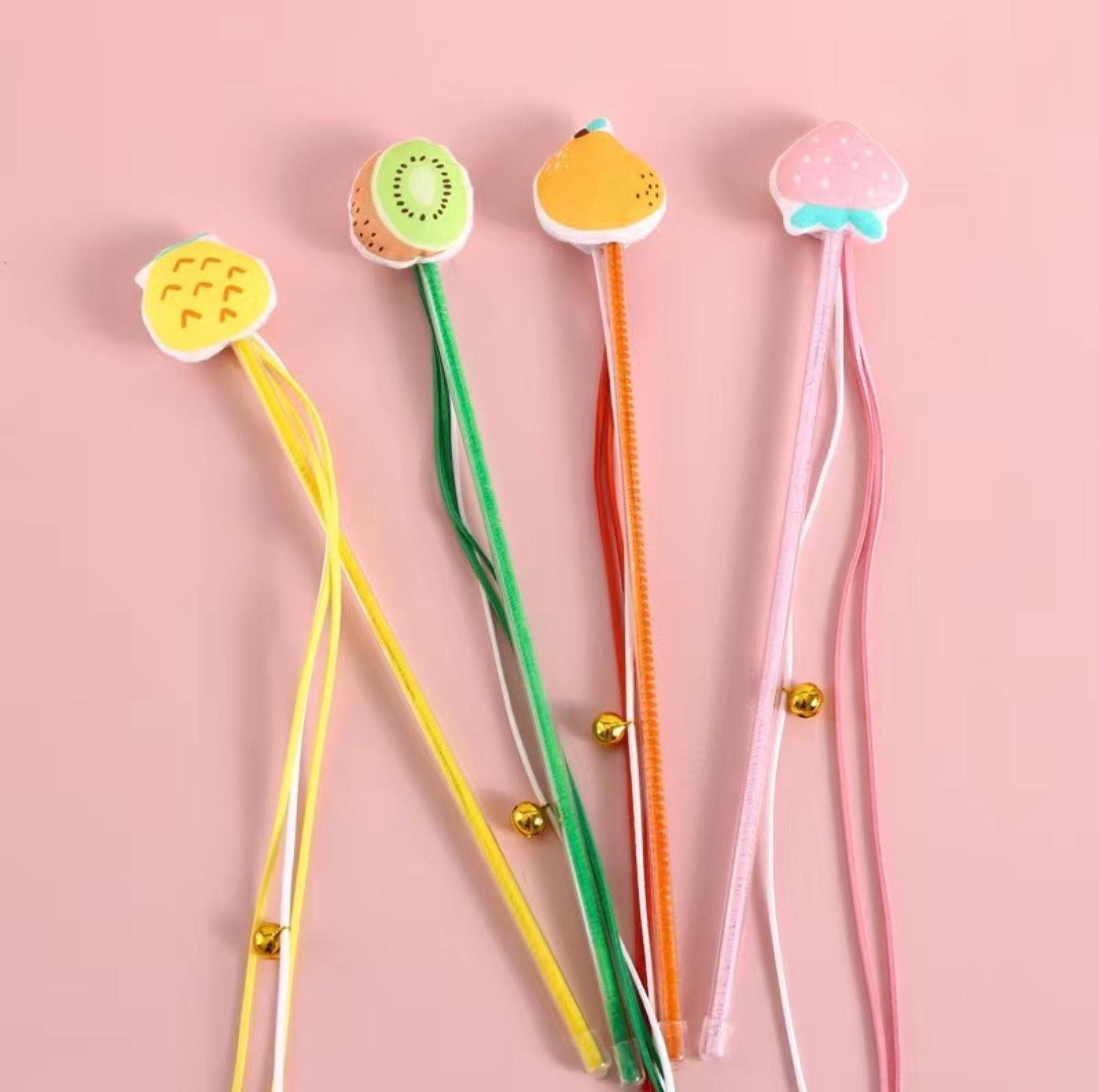 Cute Cartoon Fruit Fabric Cat Stick with Long Tassels | Cat Toys - {{product.type}} - PawPawUp