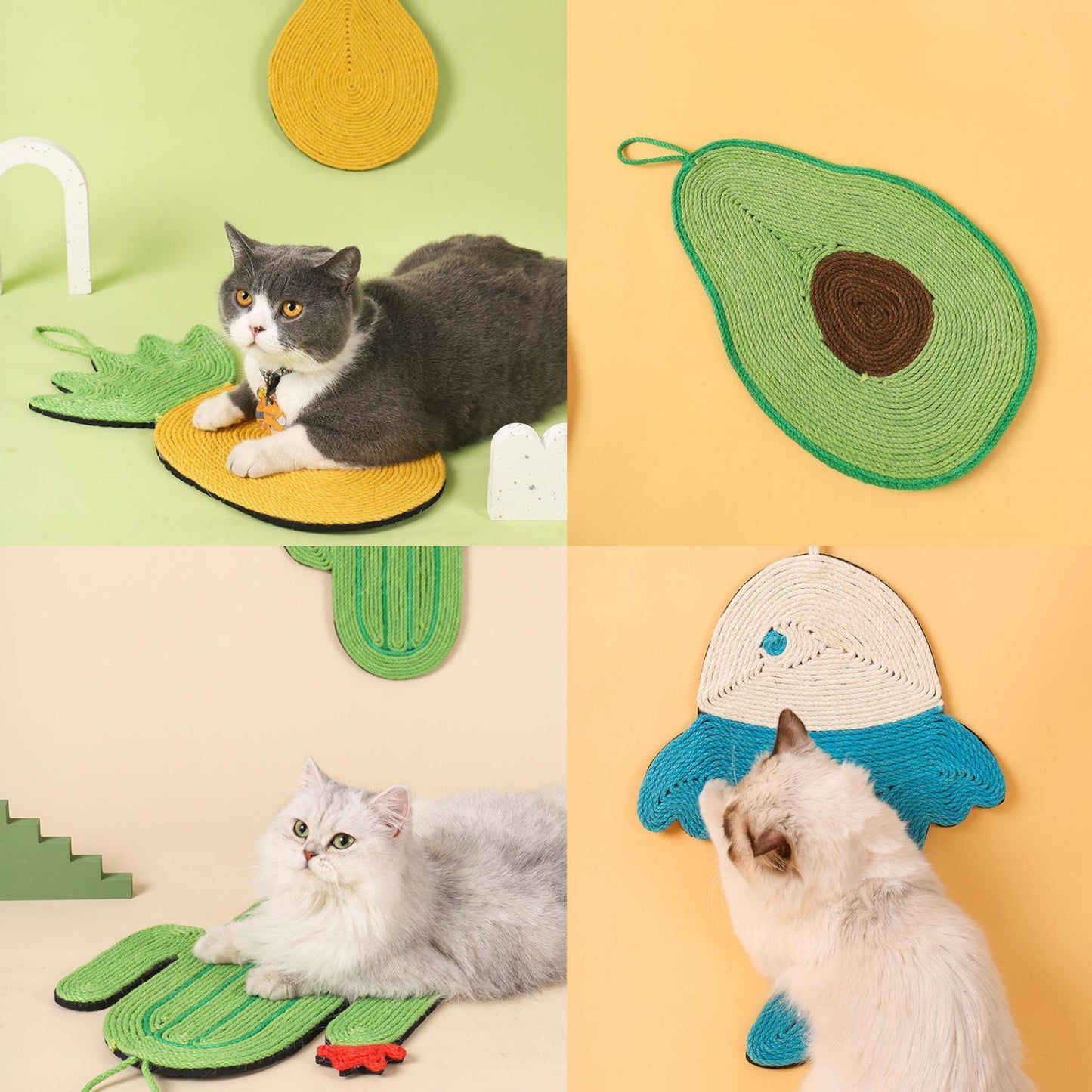 Colorful Cartoon Shaped Sisal Rope Cat Scratcher Mat - {{product.type}} - PawPawUp