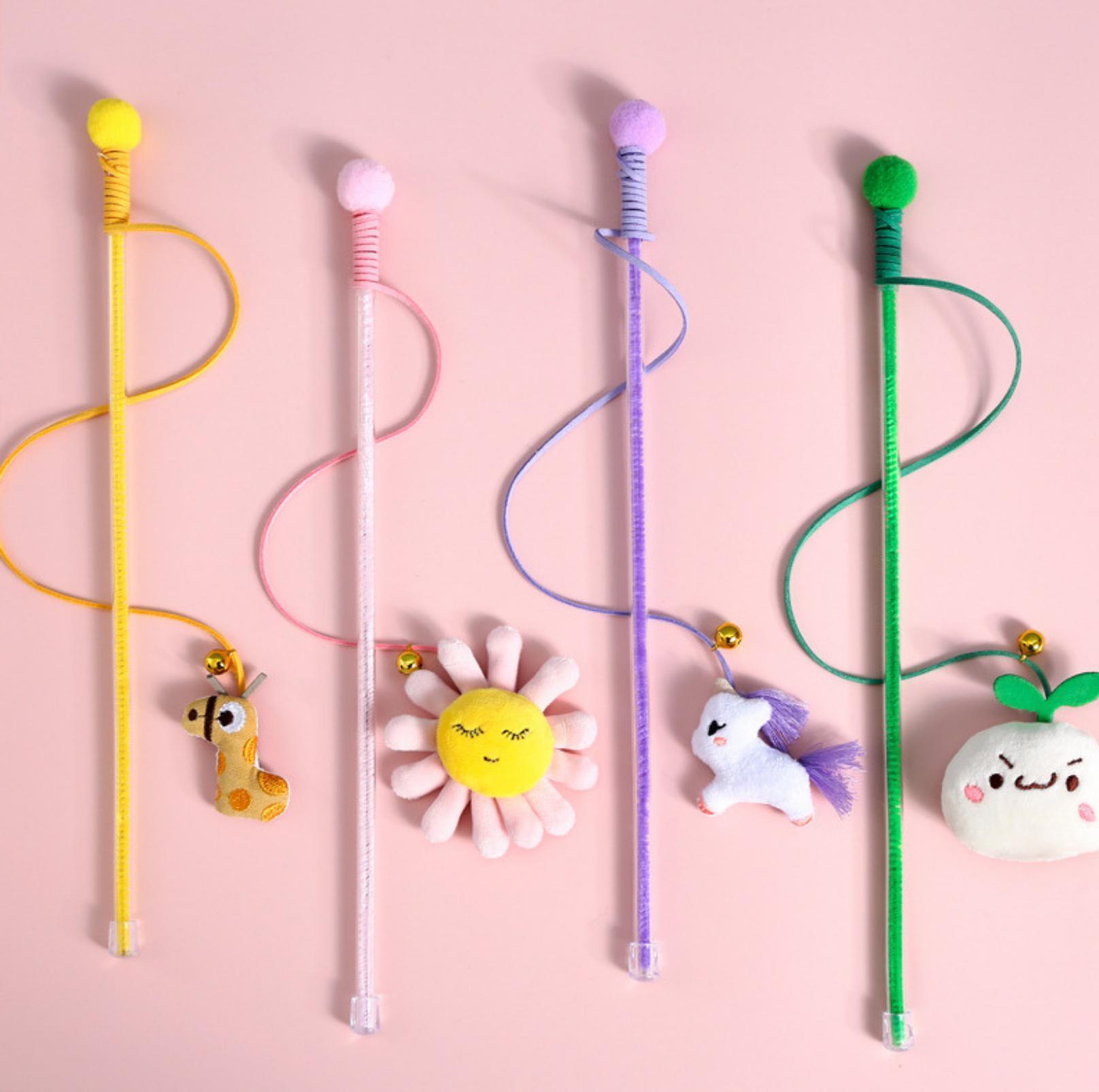 Plush Cat Stick Toys with Bell and Elastic Tassels - {{product.type}} - PawPawUp