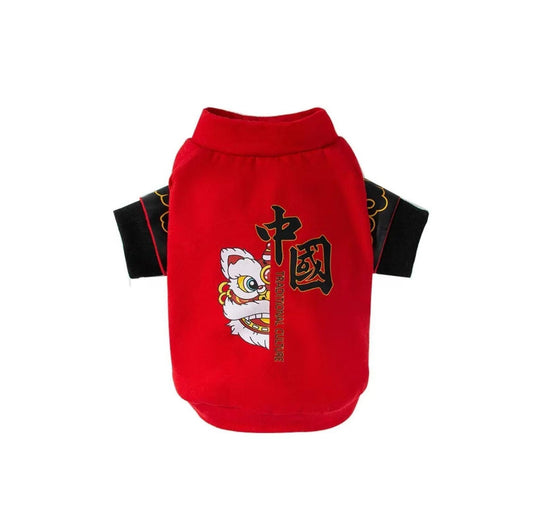 Chinese New Year Lion Dance Head Summer Dog T-Shirt Pet Apparels - {{product.type}} - PawPawUp