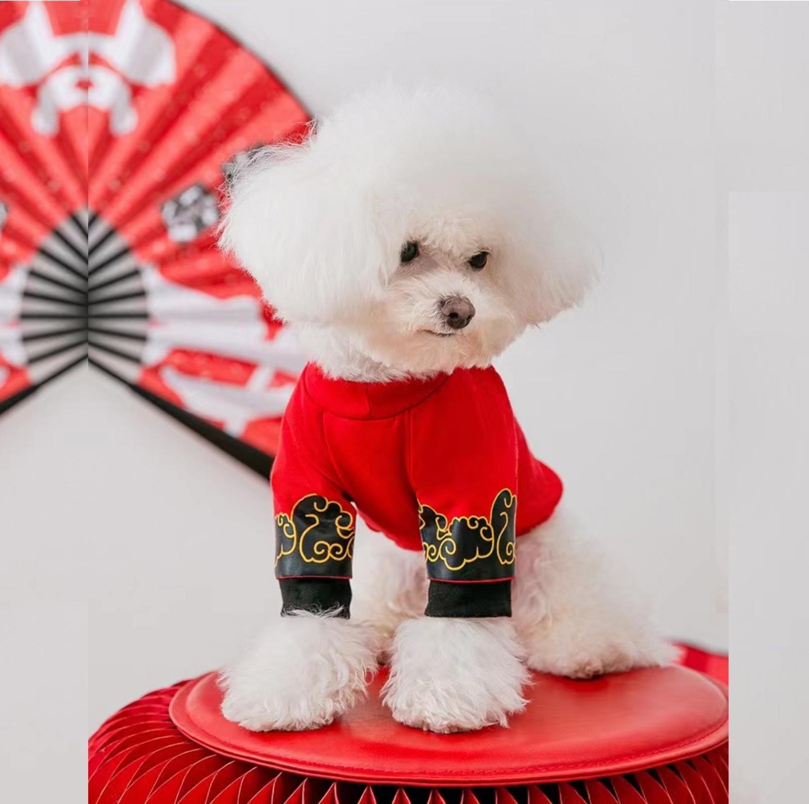 Chinese New Year Lion Dance Head Summer Dog T-Shirt Pet Apparels - {{product.type}} - PawPawUp