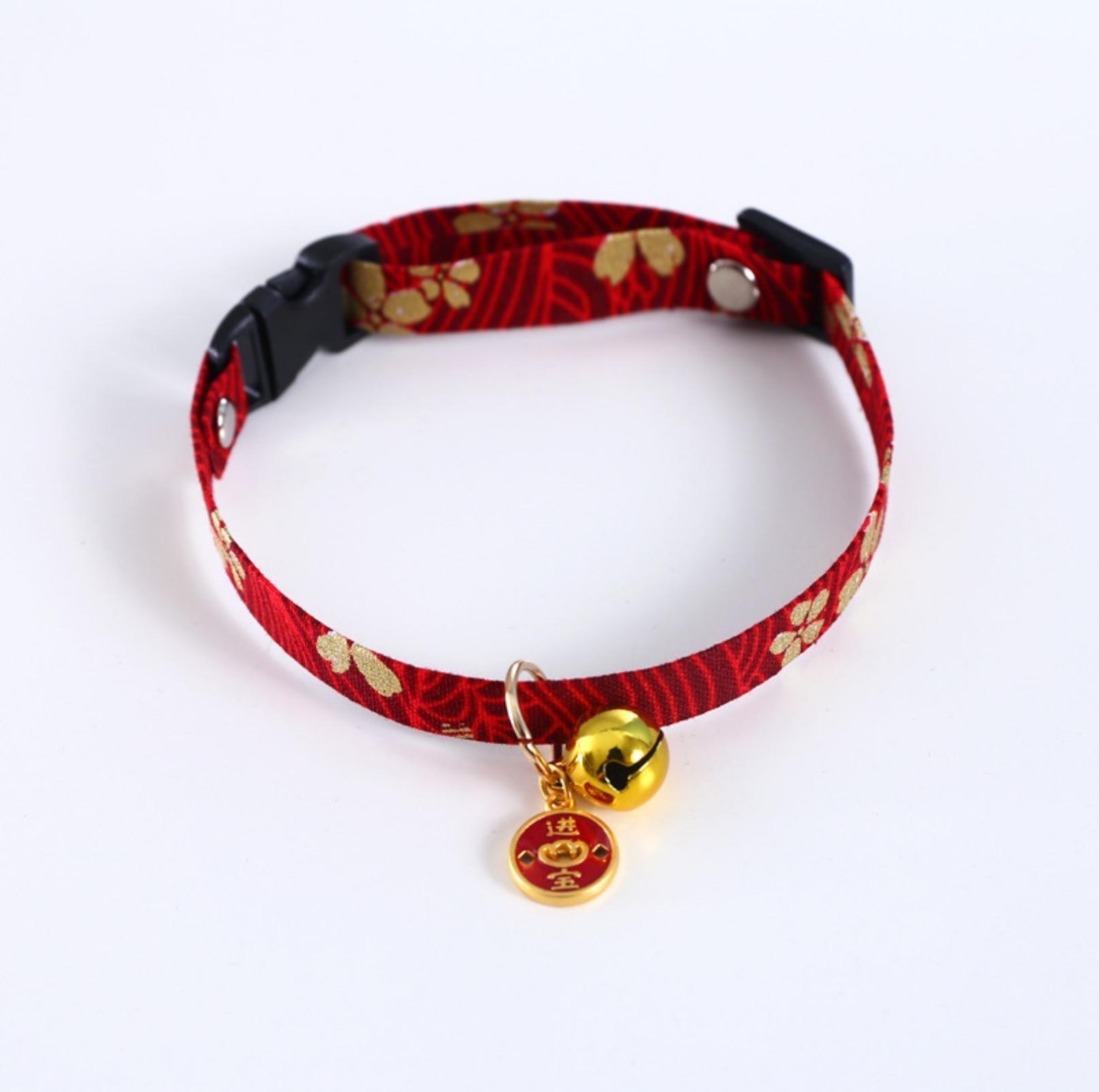 Chinese Style Adjustable Pet Collar with Engraved Pendants and Prints - {{product.type}} - PawPawUp