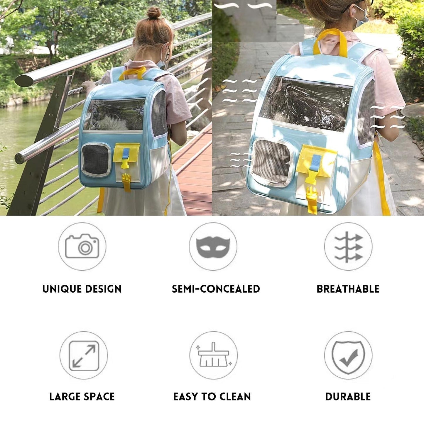 "Back to School" Clear Shoulder Bag Cat and Small Dog Carrier - {{product.type}} - PawPawUp