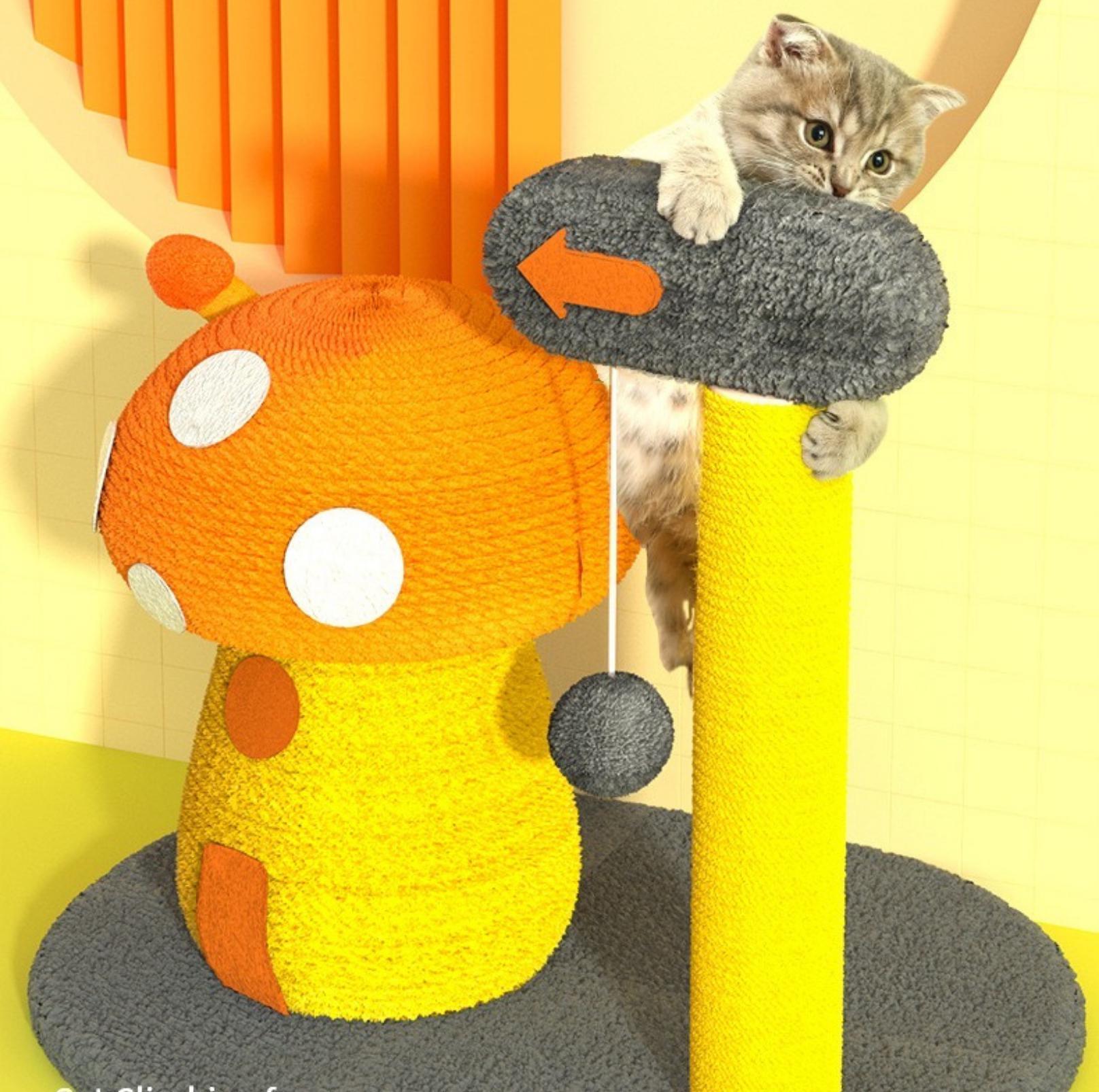 Colourful Mushroom Cat Scratching Post Small Cat Tree - {{product.type}} - PawPawUp
