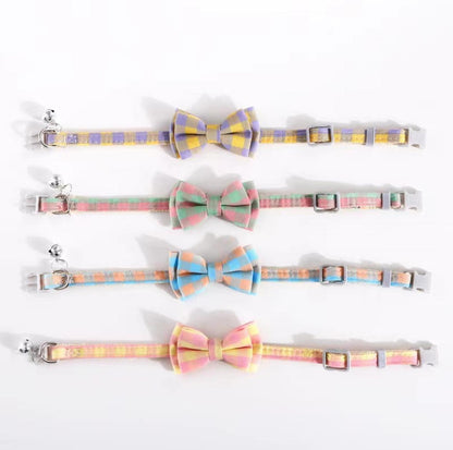 Colourful Plaid Bow Style Adjustable Pet Collar - {{product.type}} - PawPawUp