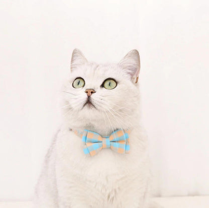 Colourful Plaid Bow Style Adjustable Pet Collar - {{product.type}} - PawPawUp