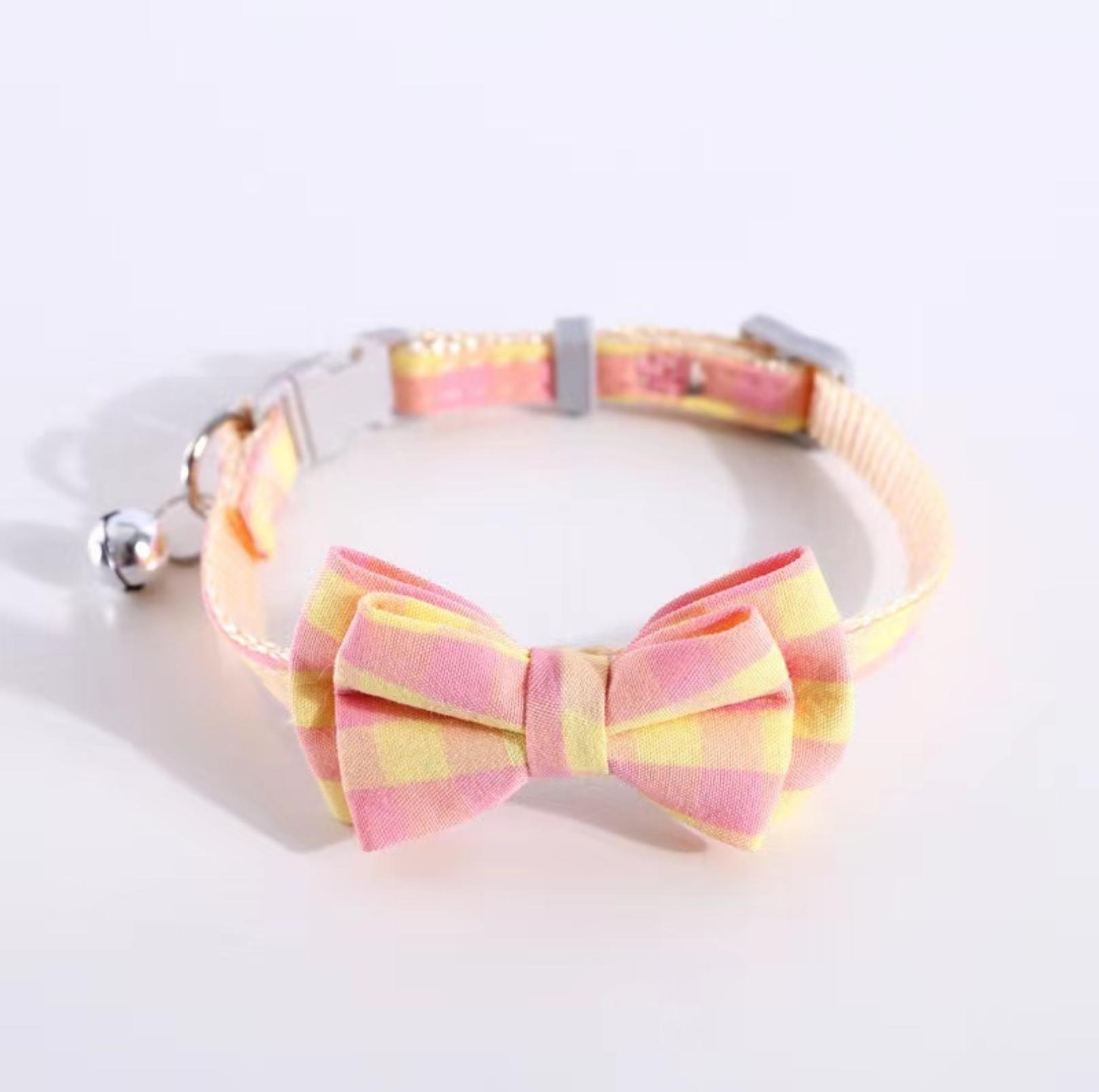 Colourful Plaid Bow Style Adjustable Pet Collar - {{product.type}} - PawPawUp