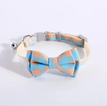 Colourful Plaid Bow Style Adjustable Pet Collar - {{product.type}} - PawPawUp