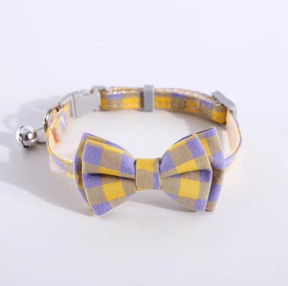 Colourful Plaid Bow Style Adjustable Pet Collar - {{product.type}} - PawPawUp