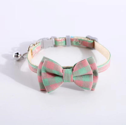 Colourful Plaid Bow Style Adjustable Pet Collar - {{product.type}} - PawPawUp