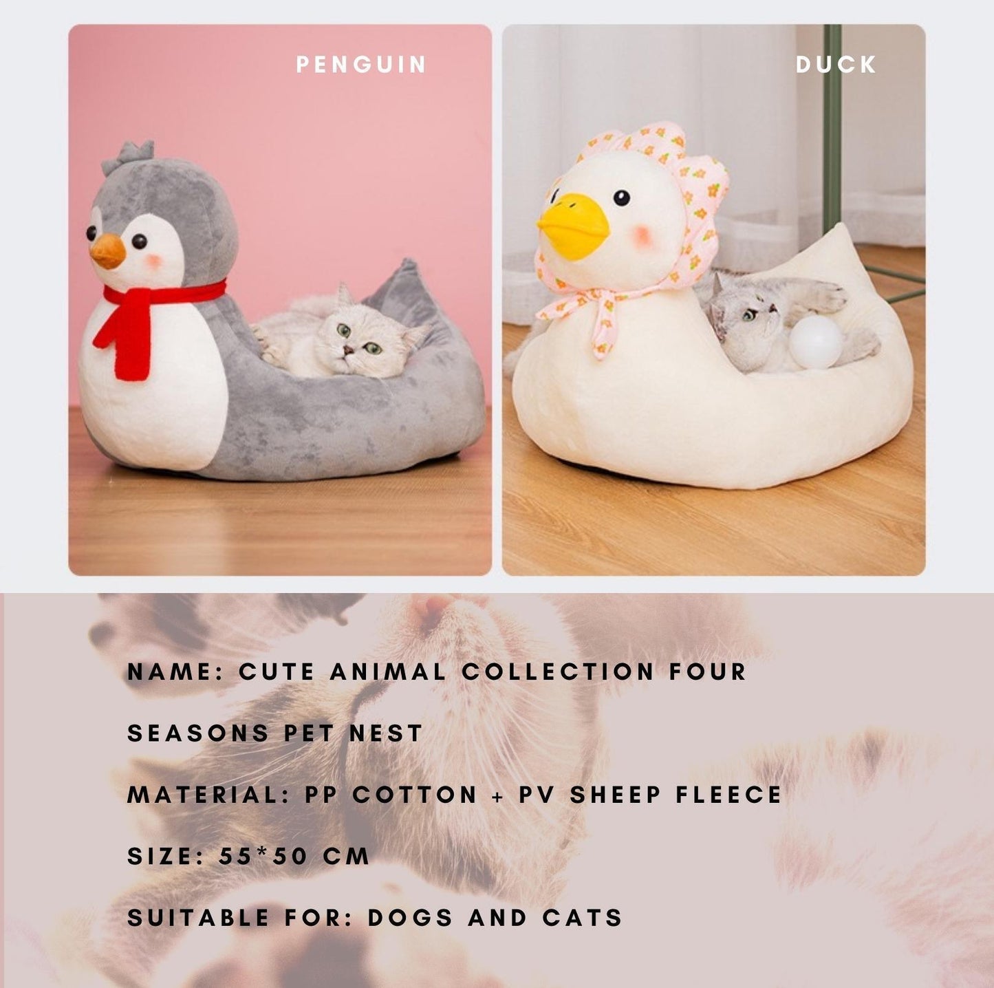 Cute Animal Collection Cat Bed Dog Bed - {{product.type}} - PawPawUp