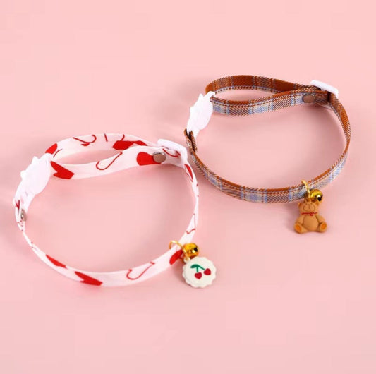 Cute Cherry And Bear Styled Pet Collar - Adjustable Neck Size - {{product.type}} - PawPawUp