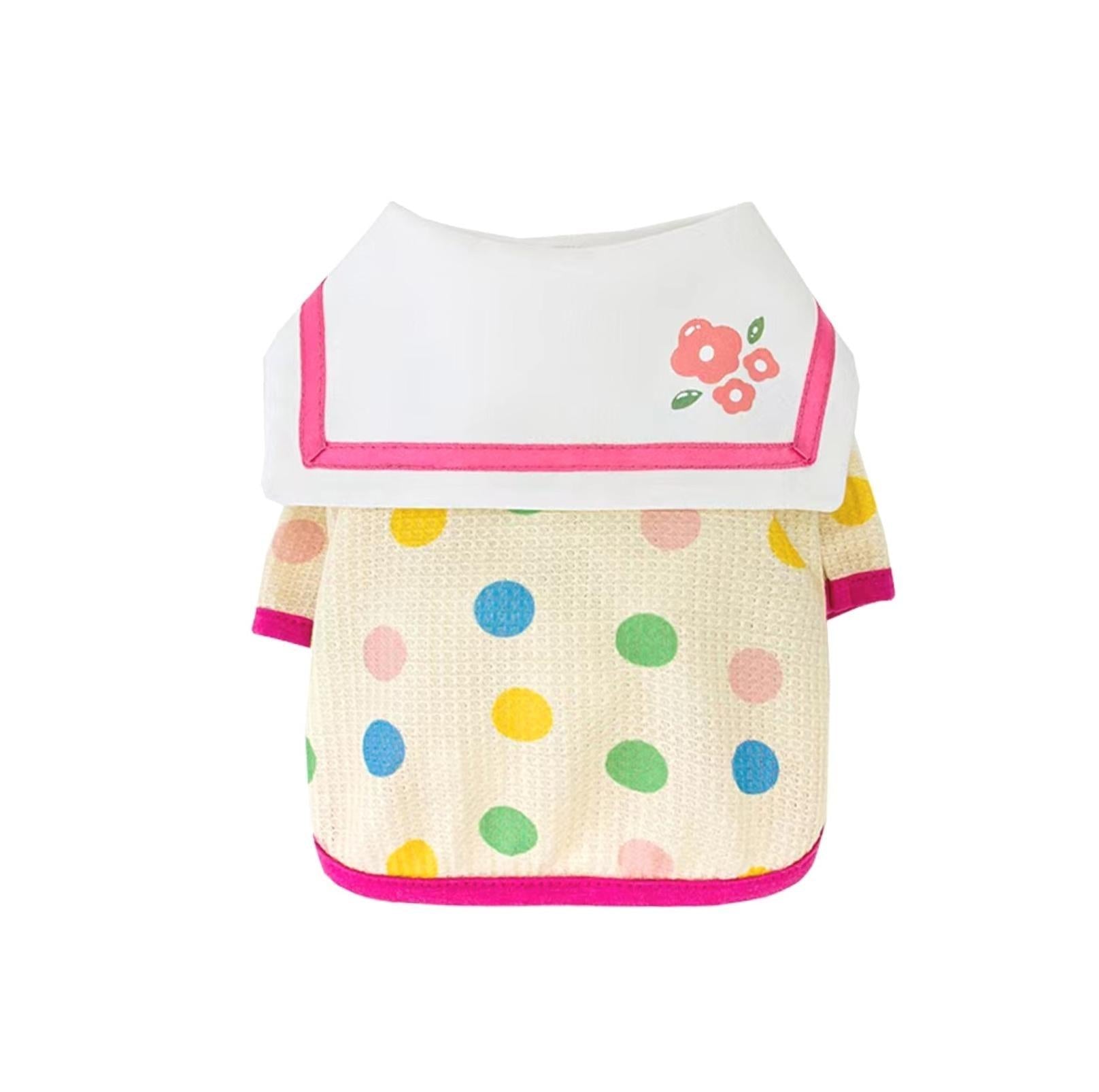 Cute Naval Collar With Colourful Dots Pet Cat T-shirt Pet Apparels - {{product.type}} - PawPawUp