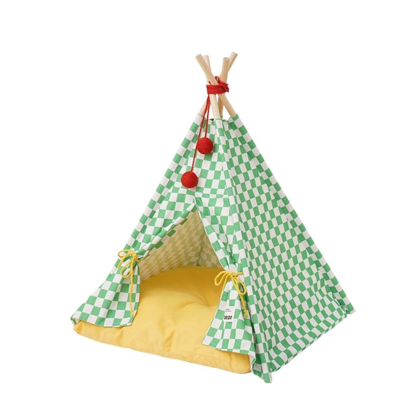 ZeZe Cute Pet TeePee Tent With Checkerboard Pattern Cat Bed Dog Bed - {{product.type}} - PawPawUp