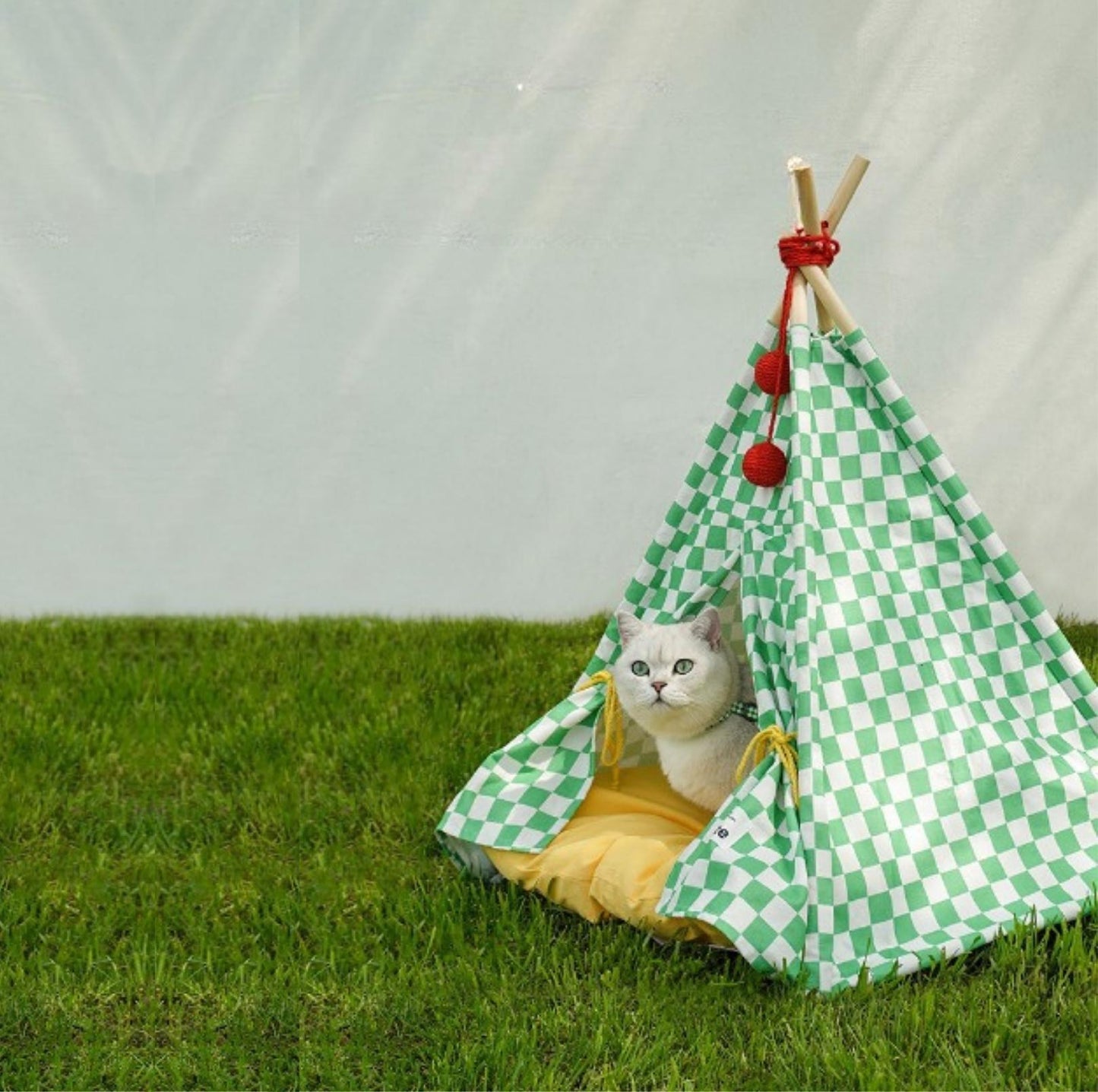 ZeZe Cute Pet TeePee Tent With Checkerboard Pattern Cat Bed Dog Bed - {{product.type}} - PawPawUp