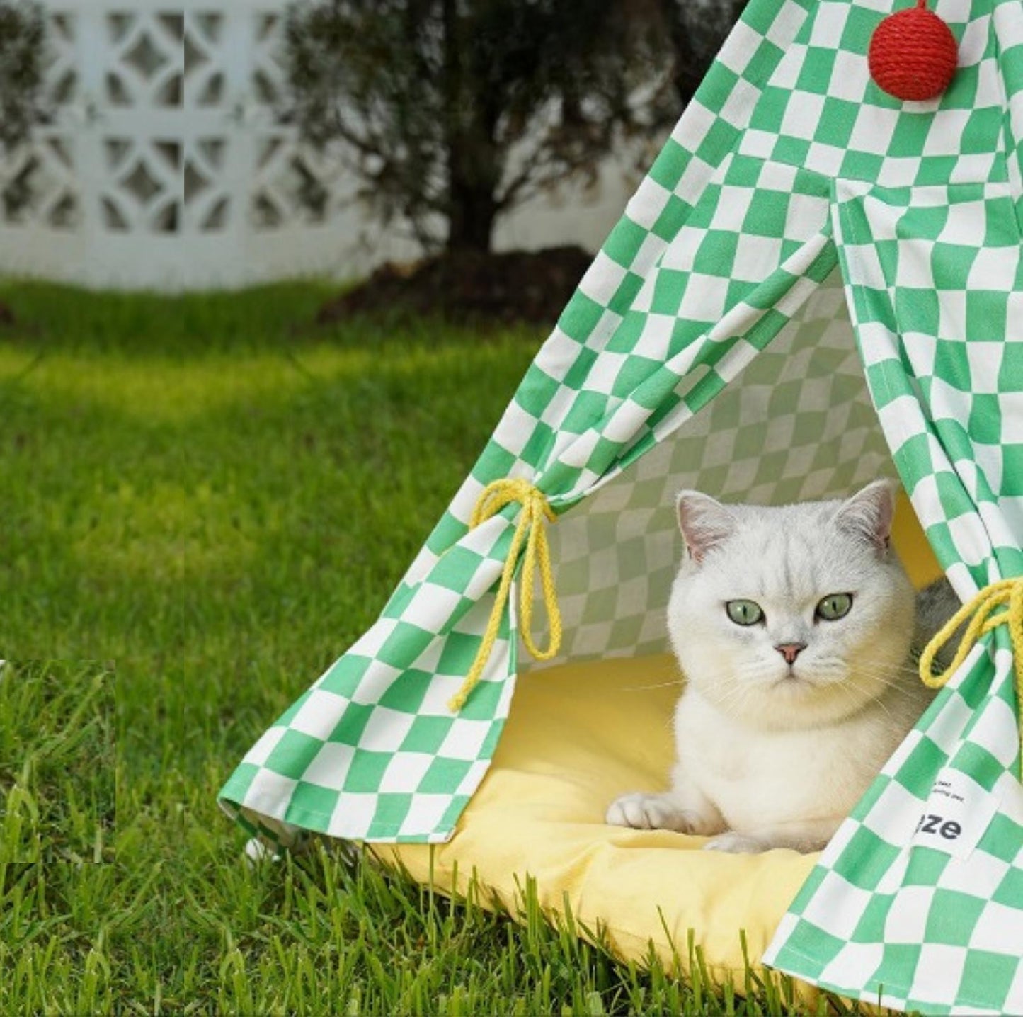 ZeZe Cute Pet TeePee Tent With Checkerboard Pattern Cat Bed Dog Bed - {{product.type}} - PawPawUp