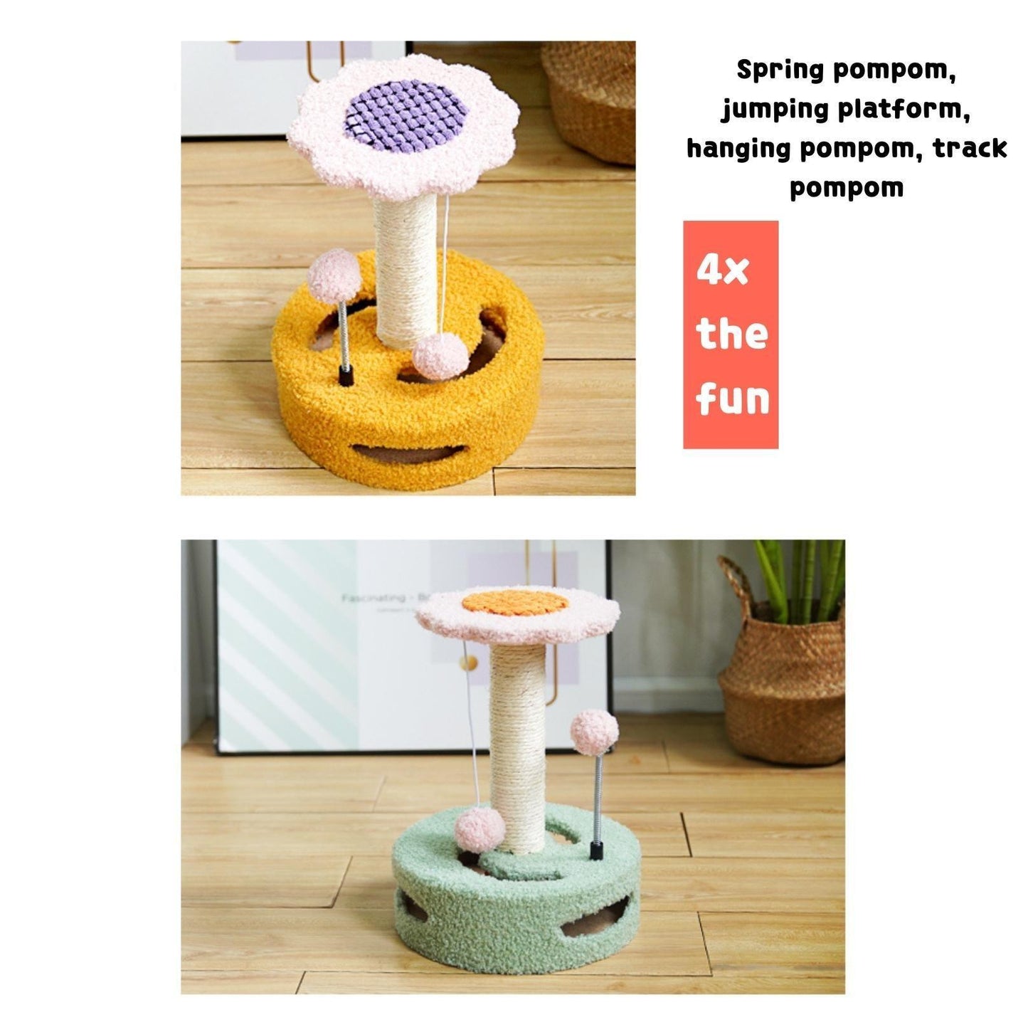 Sunflower Style Small Cat Tree with Scratching Post - {{product.type}} - PawPawUp