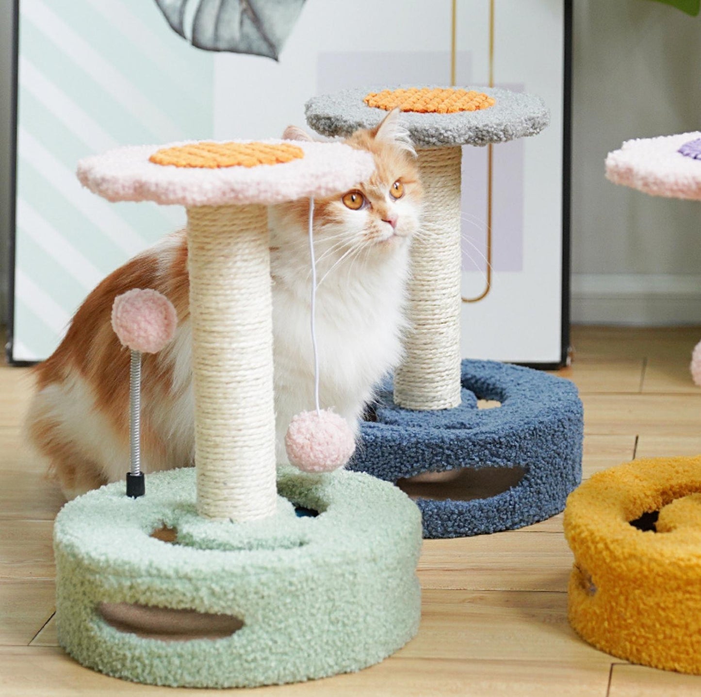 Sunflower Style Small Cat Tree with Scratching Post - {{product.type}} - PawPawUp