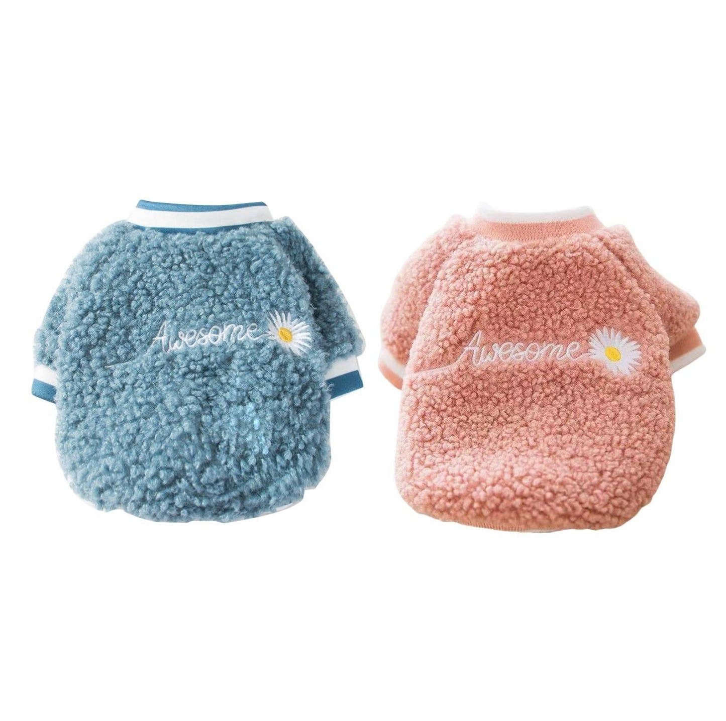 Daisy Embroidered Wool Fleece Spring Dog and Cat Apparel - {{product.type}} - PawPawUp