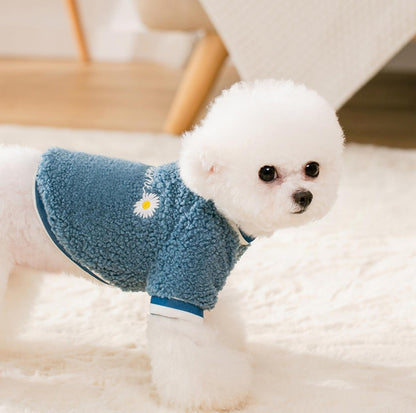 Daisy Embroidered Wool Fleece Spring Dog and Cat Apparel - {{product.type}} - PawPawUp