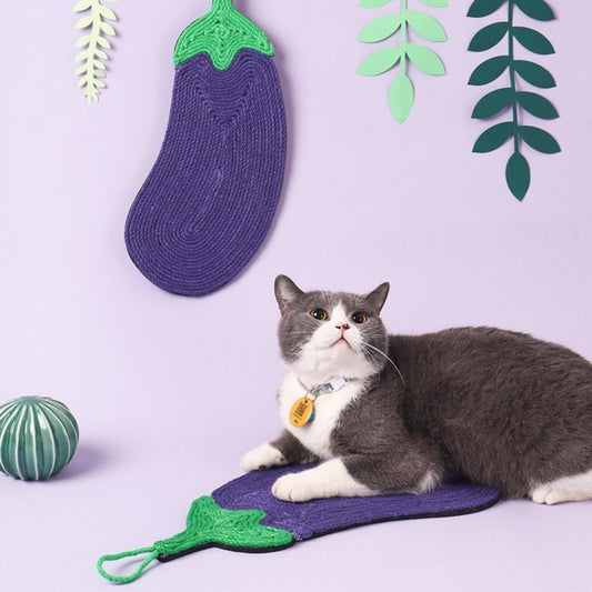 Eggplant shaped Sisal Rope Scratching Mat Cat Scratcher - {{product.type}} - PawPawUp