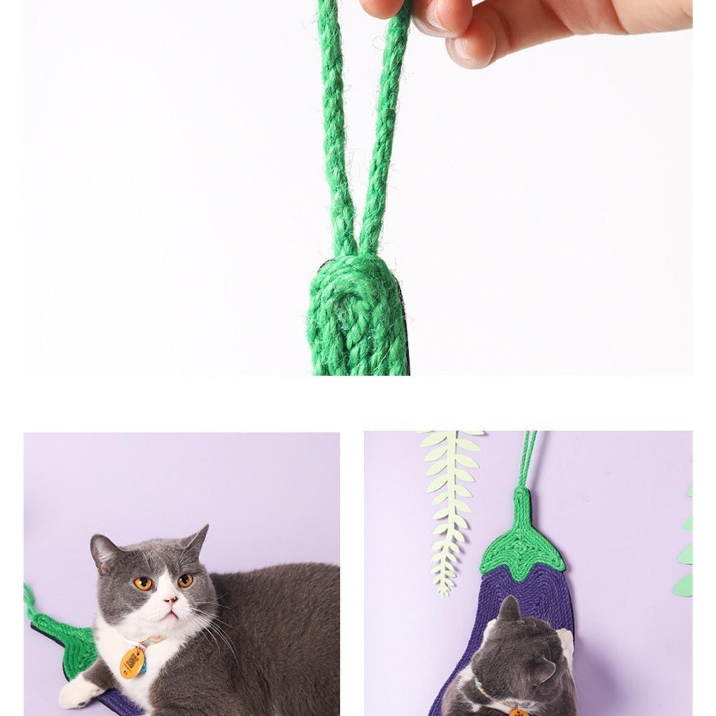 Eggplant shaped Sisal Rope Scratching Mat Cat Scratcher - {{product.type}} - PawPawUp