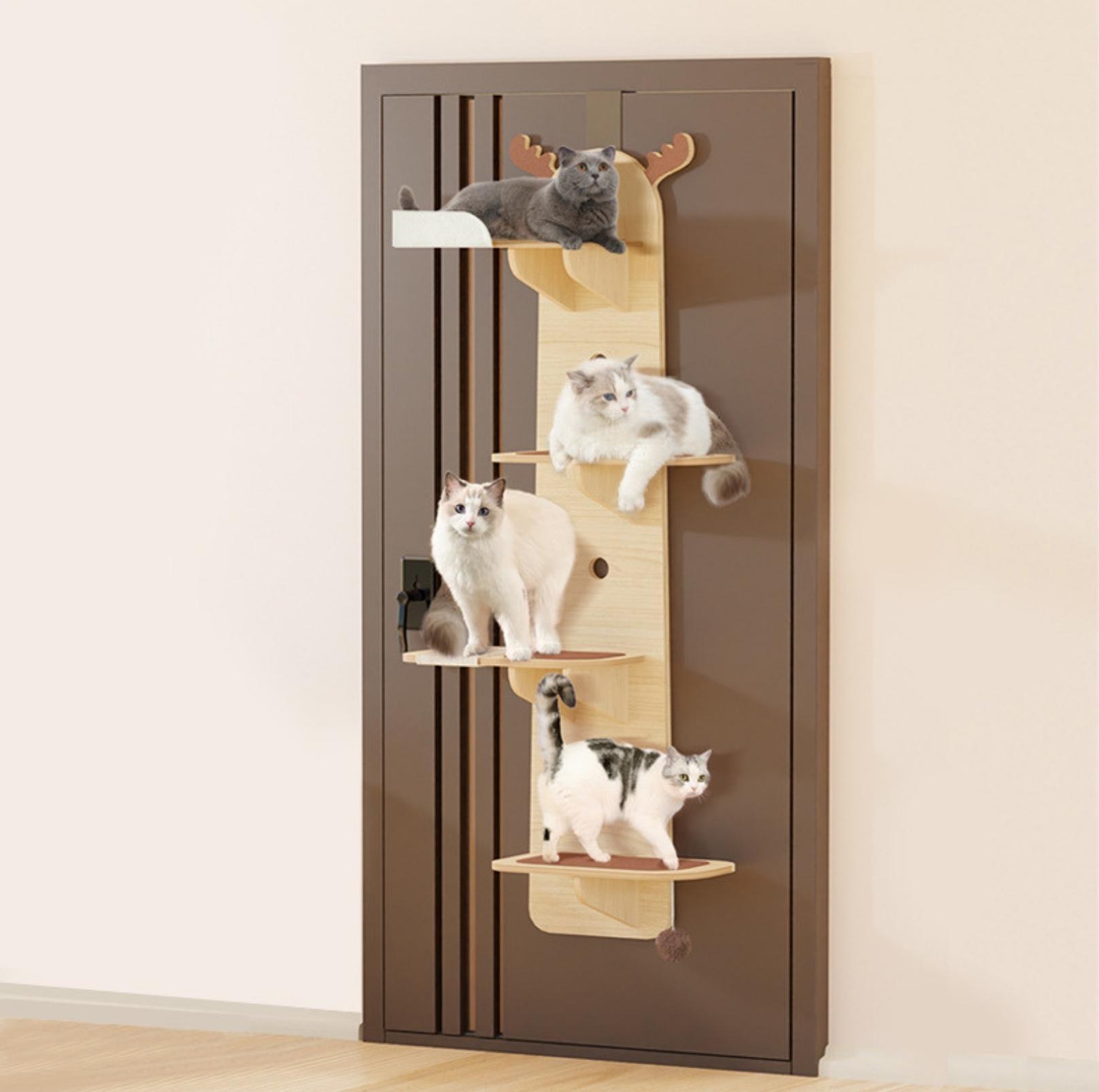 Elk-Shaped Multi-Level Wooden Hanging Cat Tree Cat Toy – PawPawUp