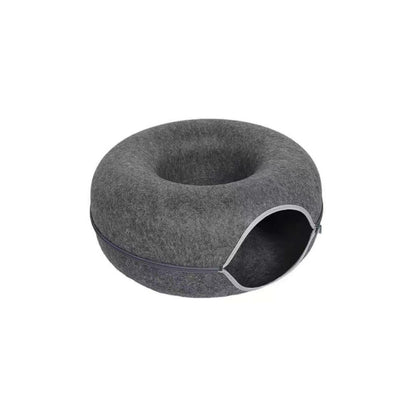 All-Season Donut-Shaped Felt Tunnel Cat Bed - {{product.type}} - PawPawUp