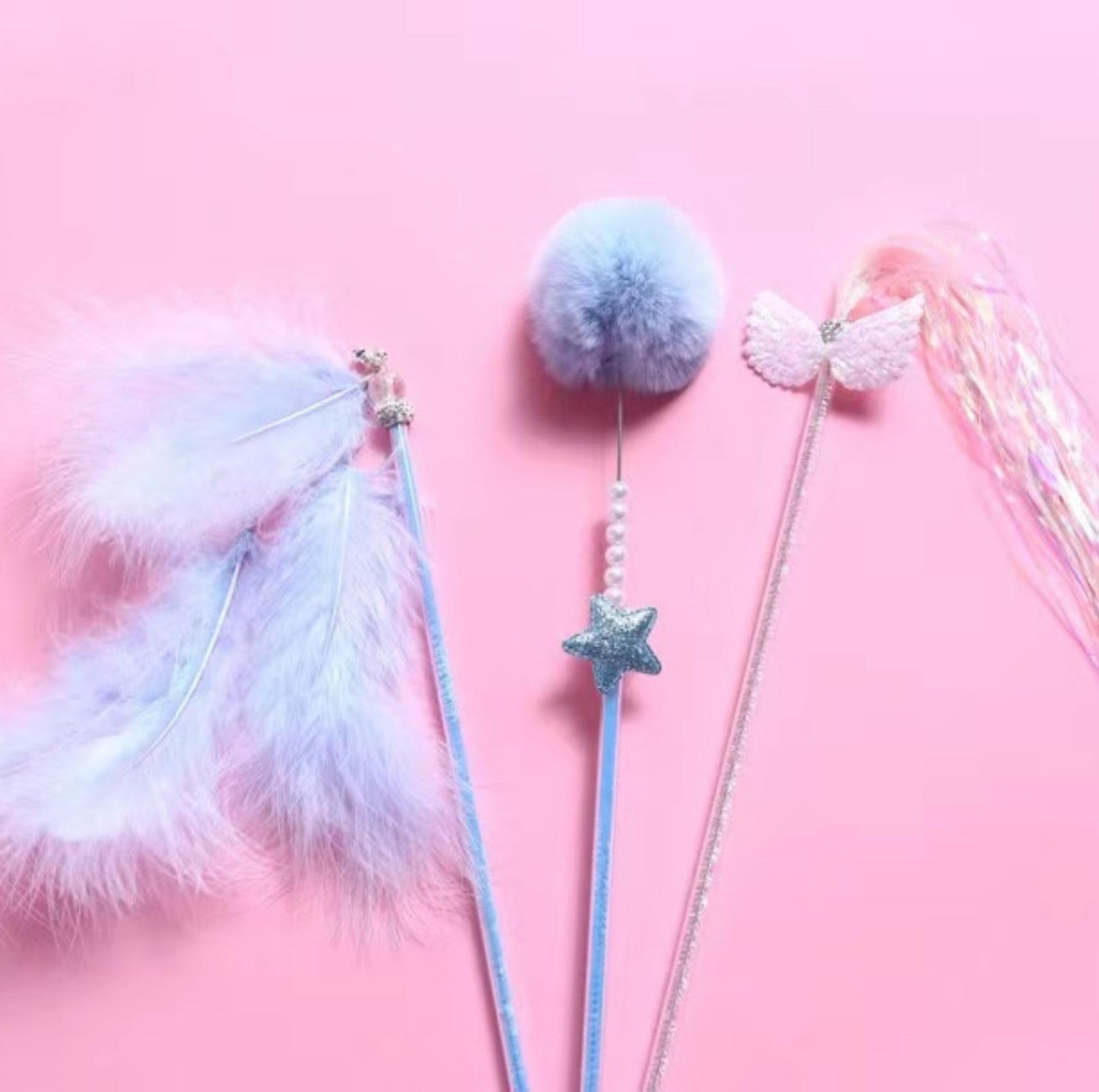 Fairy Feather Tassel Teaser Set (3-piece set ) Cat Stick Set Cat Toys - {{product.type}} - PawPawUp