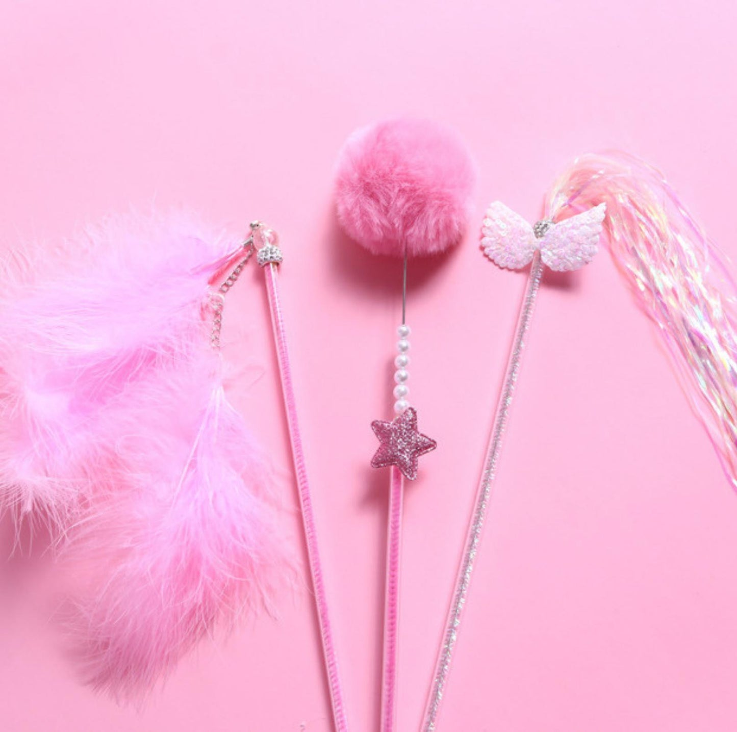 Fairy Feather Tassel Teaser Set (3-piece set ) Cat Stick Set Cat Toys - {{product.type}} - PawPawUp
