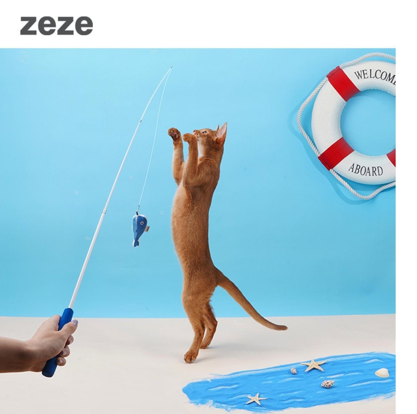 ZeZe "Fishing Your Cat" Telescopic Fishing Cat Stick Toys - {{product.type}} - PawPawUp