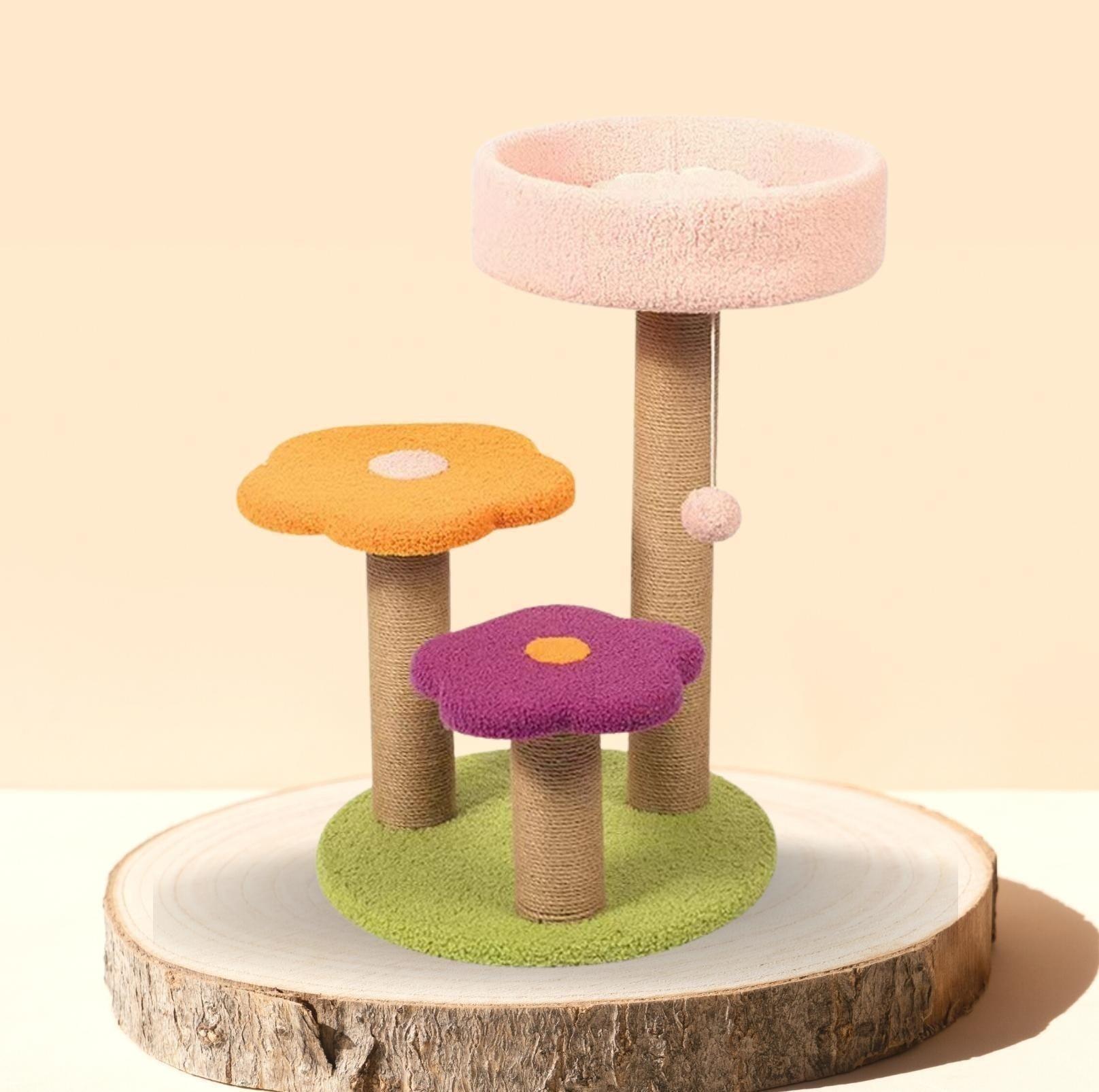 Flower Petal Cat Tree Multi-Platforms with Bed and Scratching Posts - {{product.type}} - PawPawUp