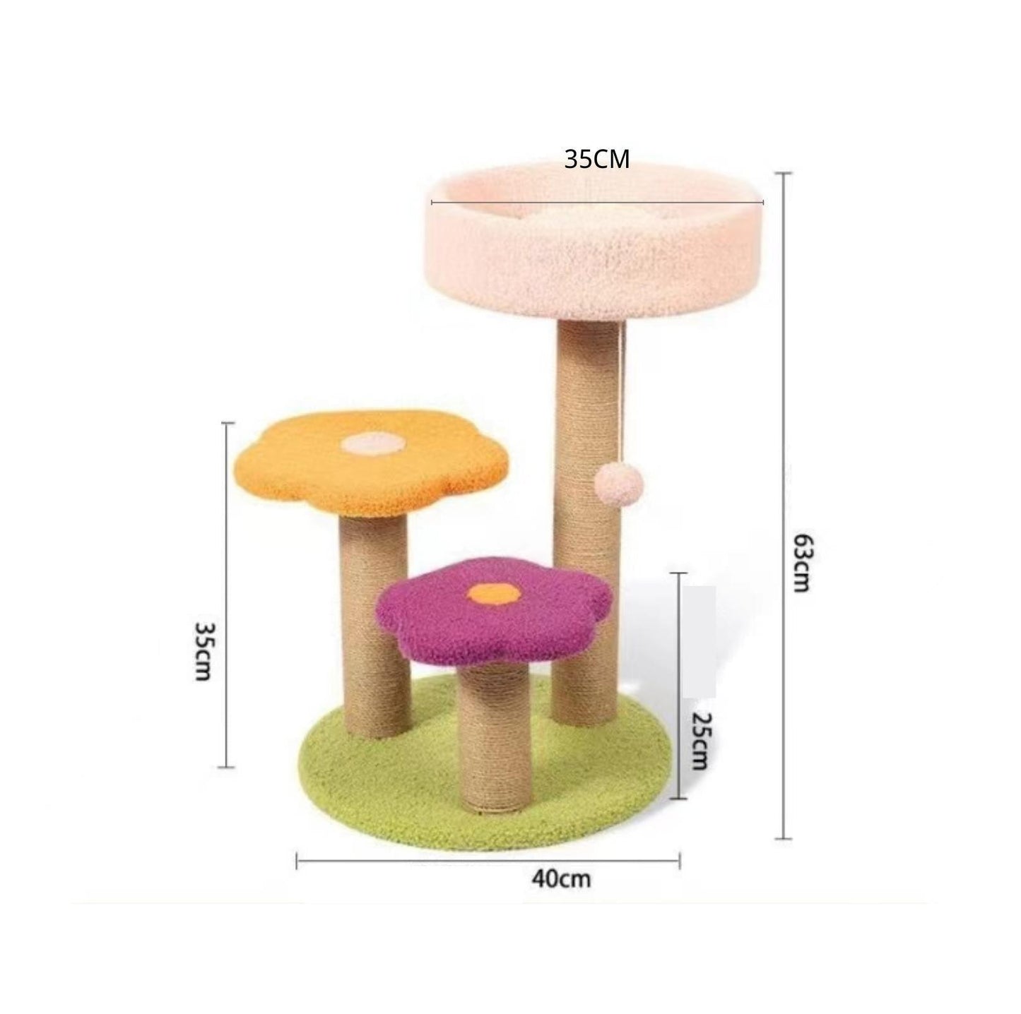 Flower Petal Cat Tree Multi-Platforms with Bed and Scratching Posts - {{product.type}} - PawPawUp