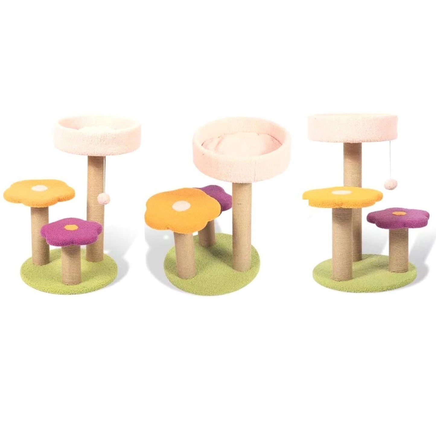 Flower Petal Cat Tree Multi-Platforms with Bed and Scratching Posts - {{product.type}} - PawPawUp