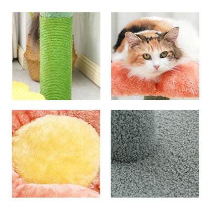 Flower-Styled Cat Tree with Soft Nest & Scratching Posts - {{product.type}} - PawPawUp