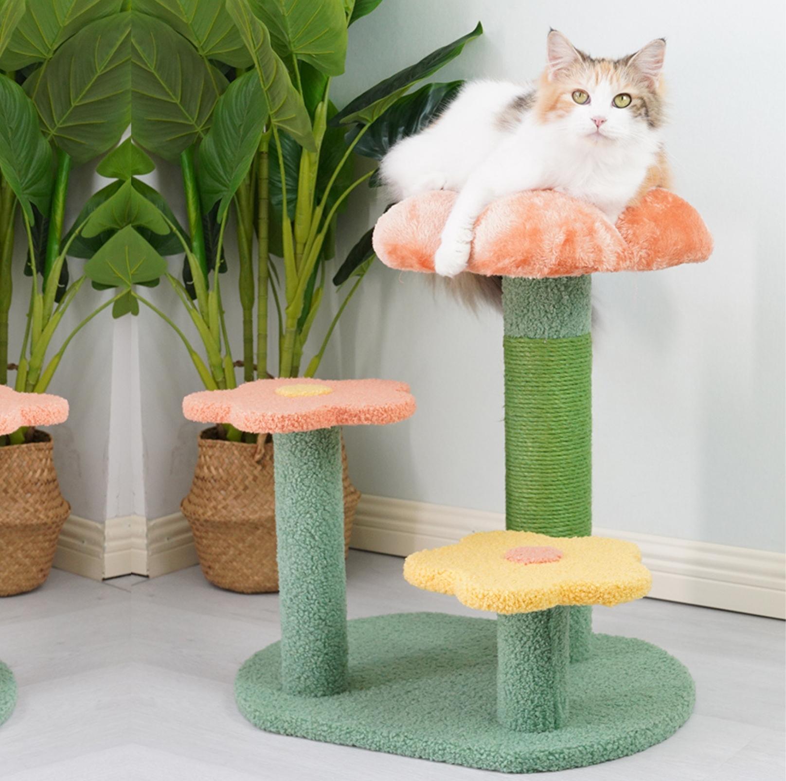 Flower-Styled Cat Tree with Soft Nest & Scratching Posts - {{product.type}} - PawPawUp