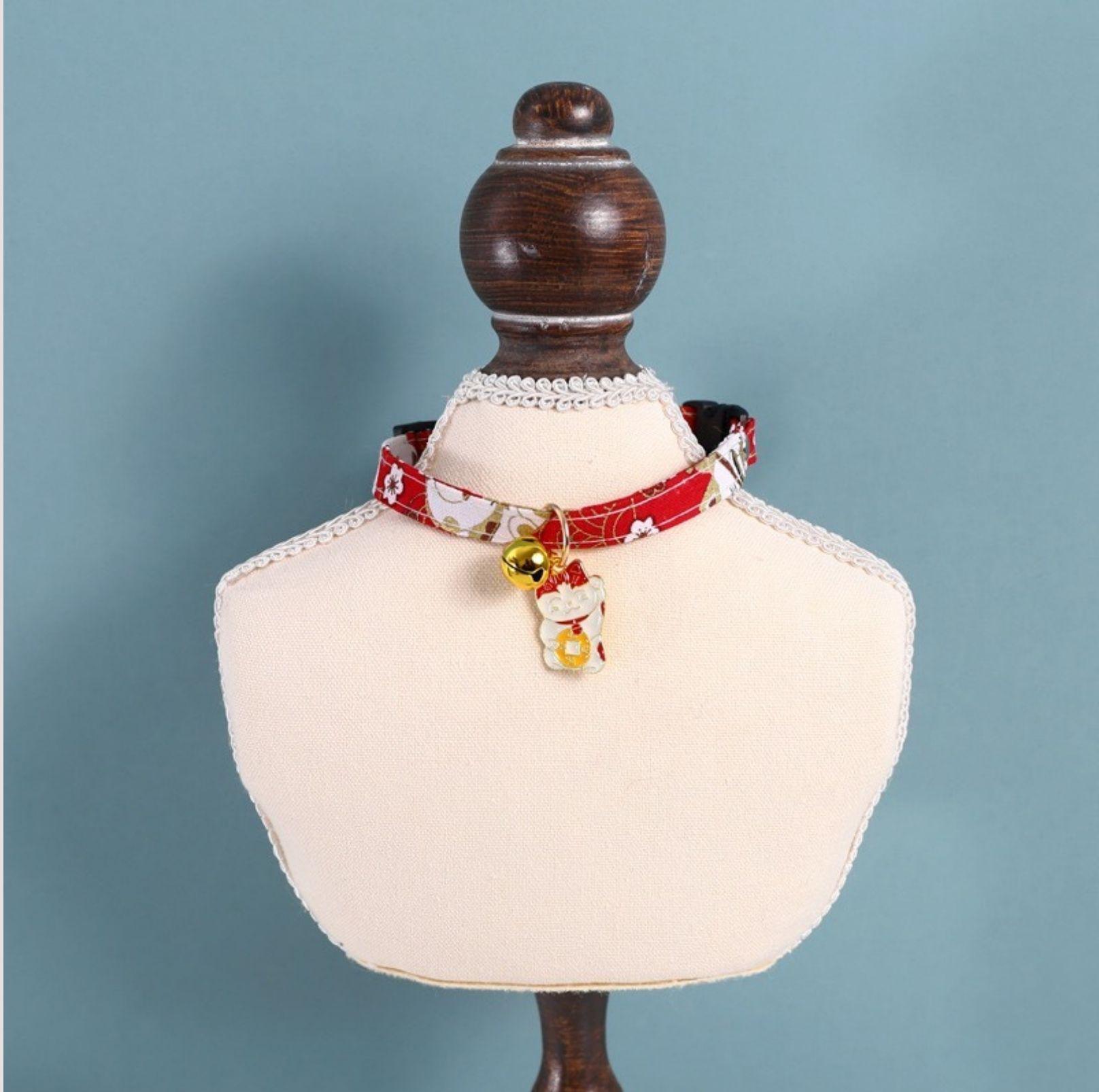 Fortune Cat Bell Pet Adjustable Collar - {{product.type}} - PawPawUp