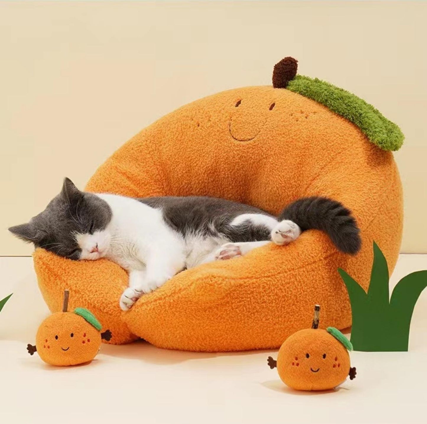 ZeZe Fortune Orange Soft Cat Bed Dog Bed - {{product.type}} - PawPawUp