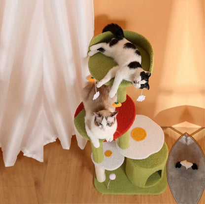 Fried Egg With Tomato Cat Tree Climbing Frame With Scratching Posts - {{product.type}} - PawPawUp