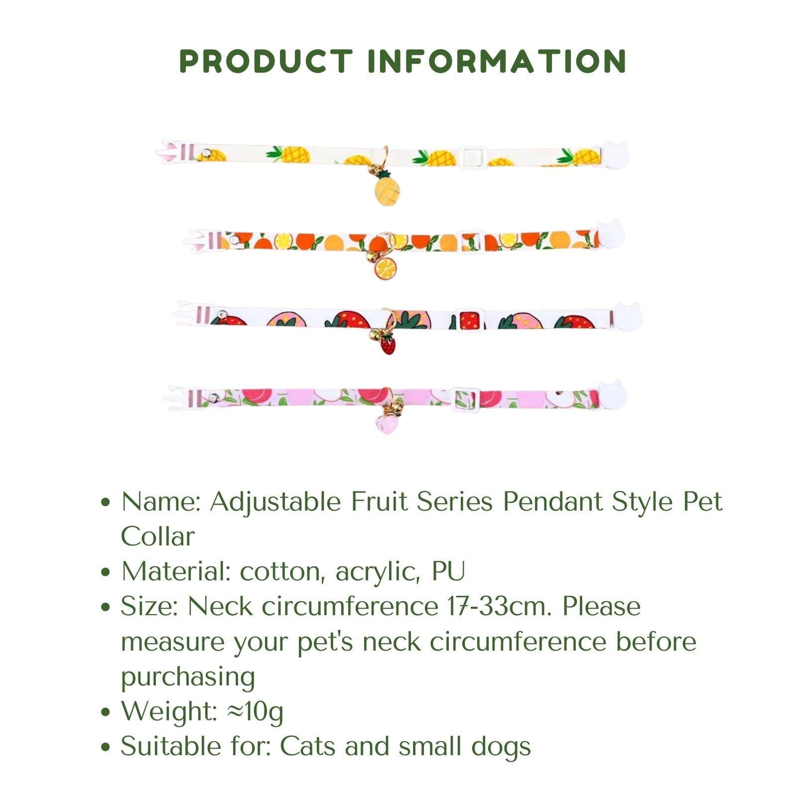 Fruit Series Pendant Style Adjustable Pet Collar - {{product.type}} - PawPawUp