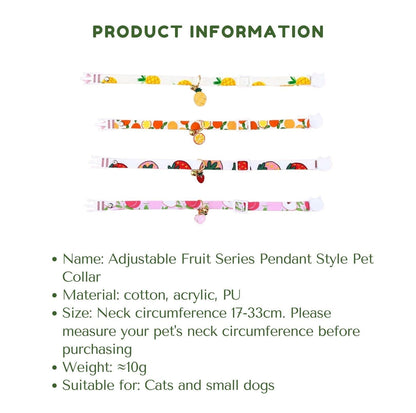 Fruit Series Pendant Style Adjustable Pet Collar - {{product.type}} - PawPawUp