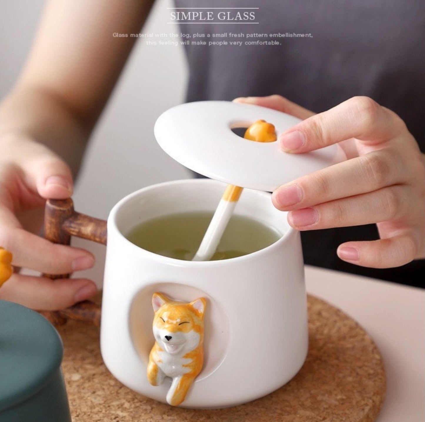 Gift for paw-rents: Human Use Mug Cup with 3D Shiba Inu Pattern (Spoon included) - {{product.type}} - PawPawUp