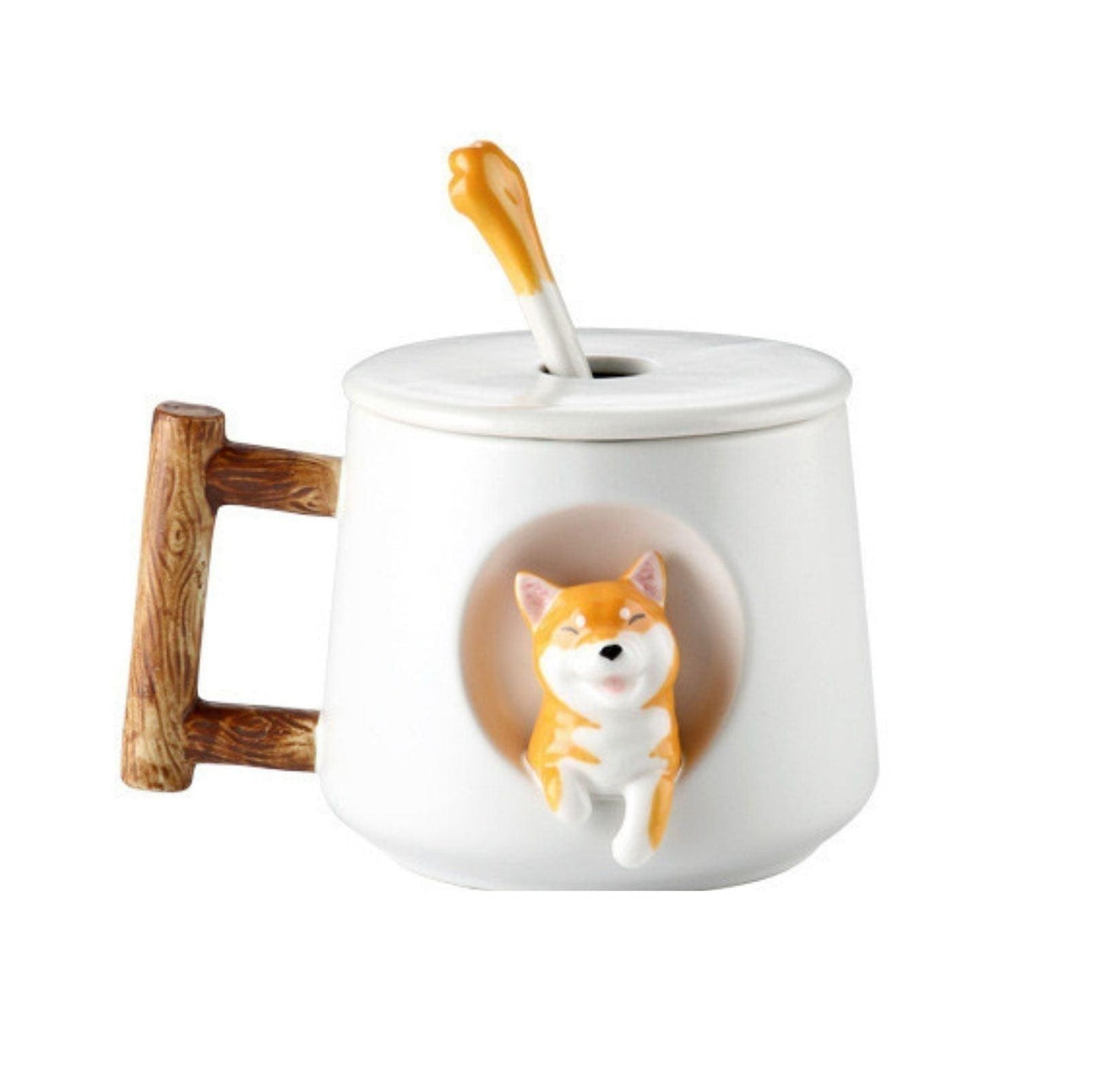 Gift for paw-rents: Human Use Mug Cup with 3D Shiba Inu Pattern (Spoon included) - {{product.type}} - PawPawUp