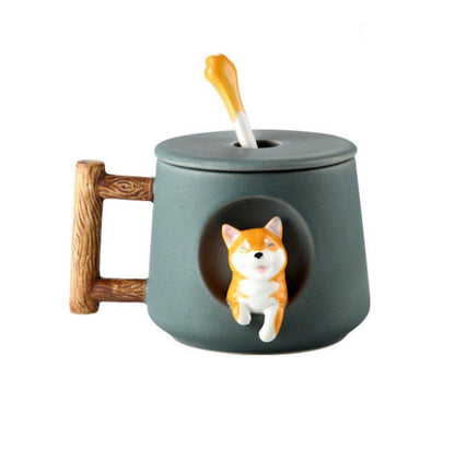 Gift for paw-rents: Human Use Mug Cup with 3D Shiba Inu Pattern (Spoon included) - {{product.type}} - PawPawUp