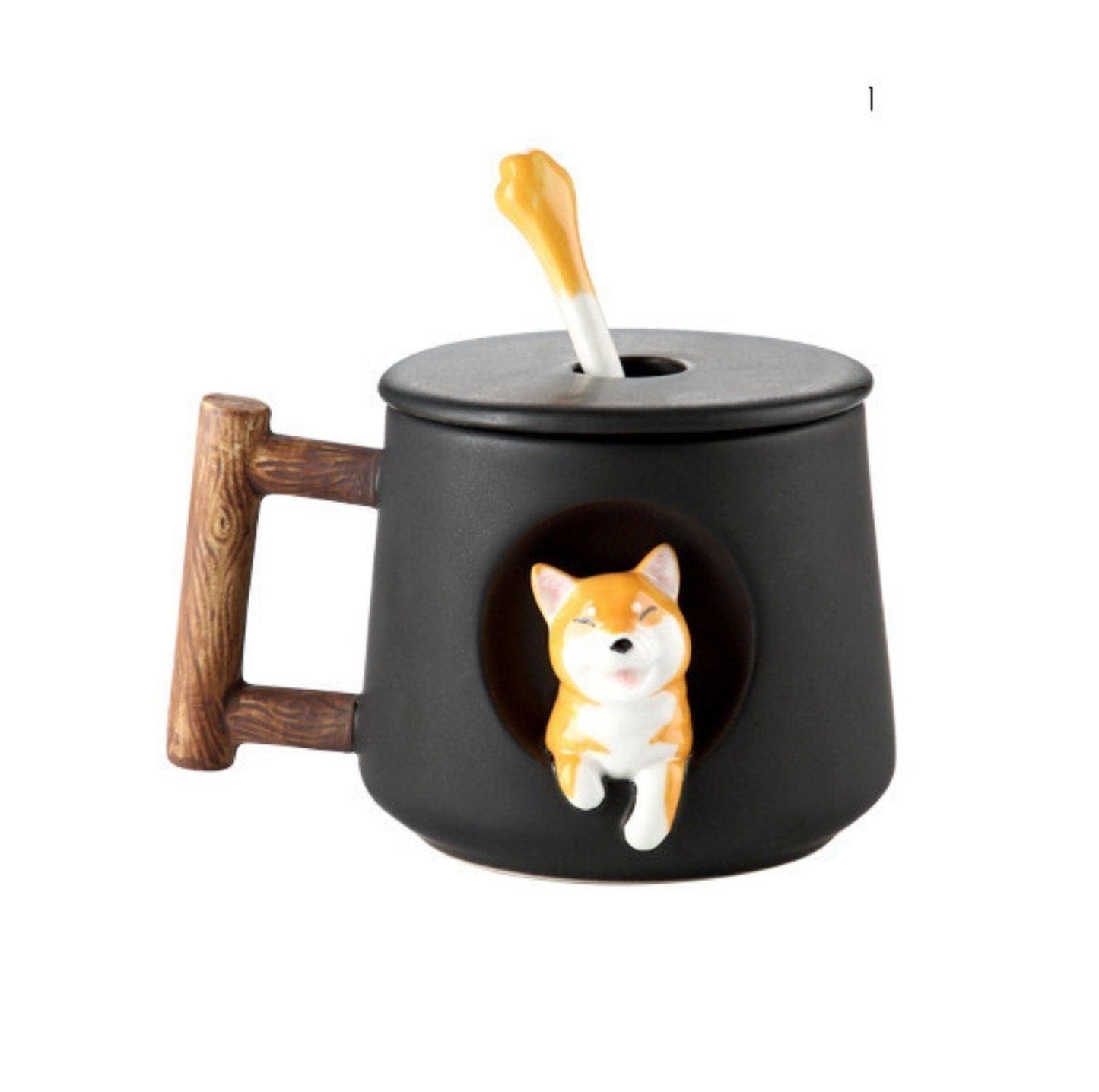 Gift for paw-rents: Human Use Mug Cup with 3D Shiba Inu Pattern (Spoon included) - {{product.type}} - PawPawUp