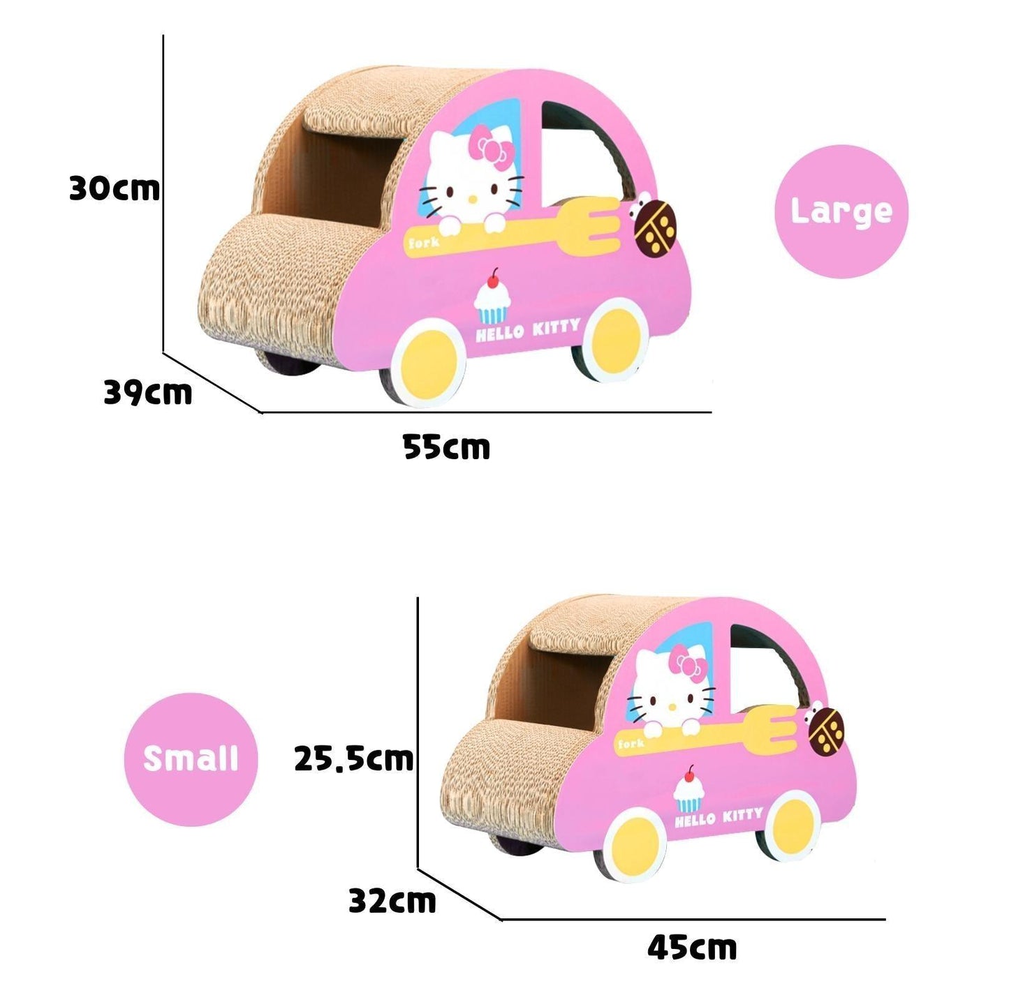 Hello Kitty Series Beetle Car Corrugated Paper Cat Scratcher - {{product.type}} - PawPawUp