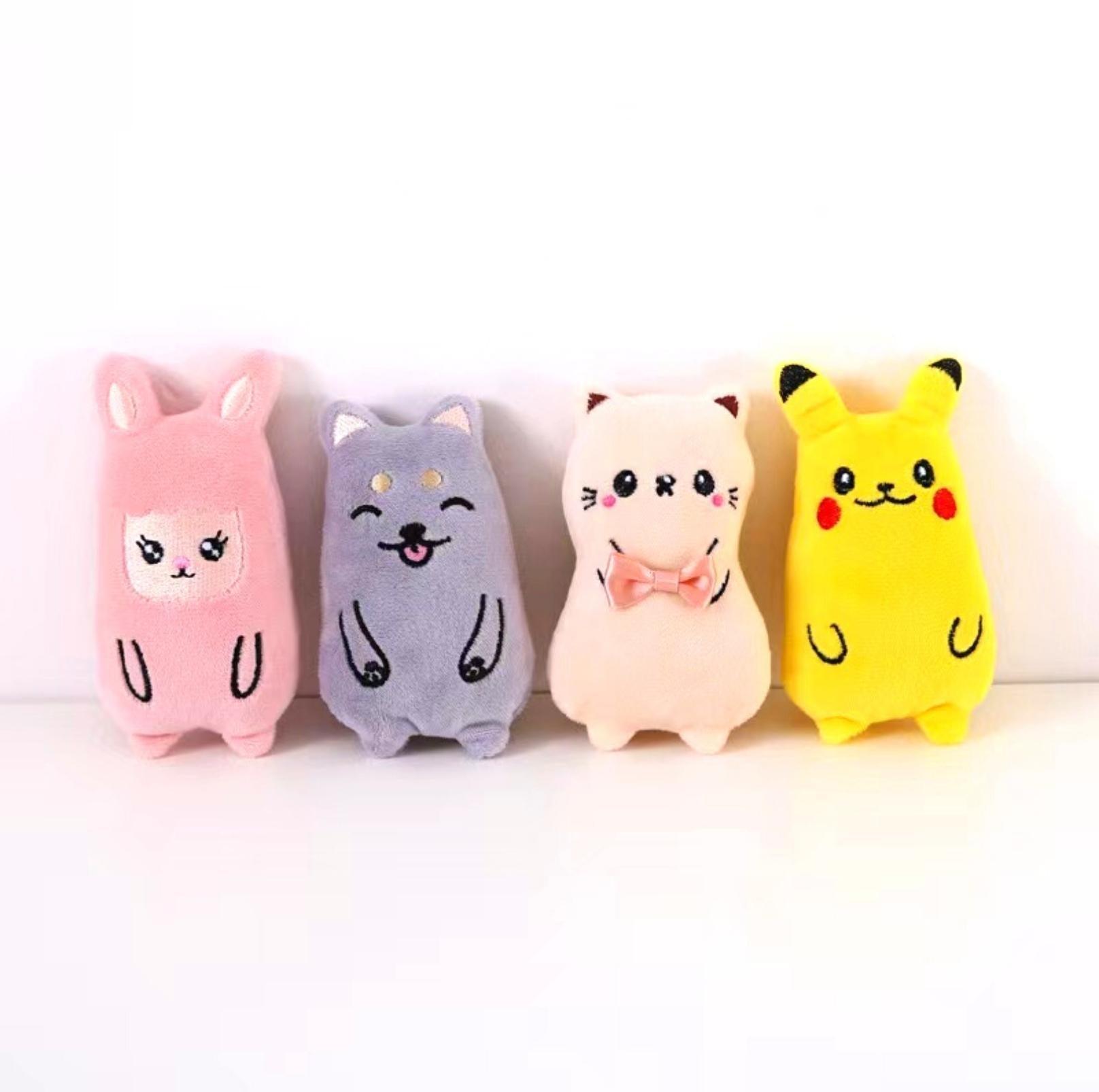 Kitty Styled Cartoon Plush Cat Toys Set of 4 - Built-in Bell And Catnip - {{product.type}} - PawPawUp