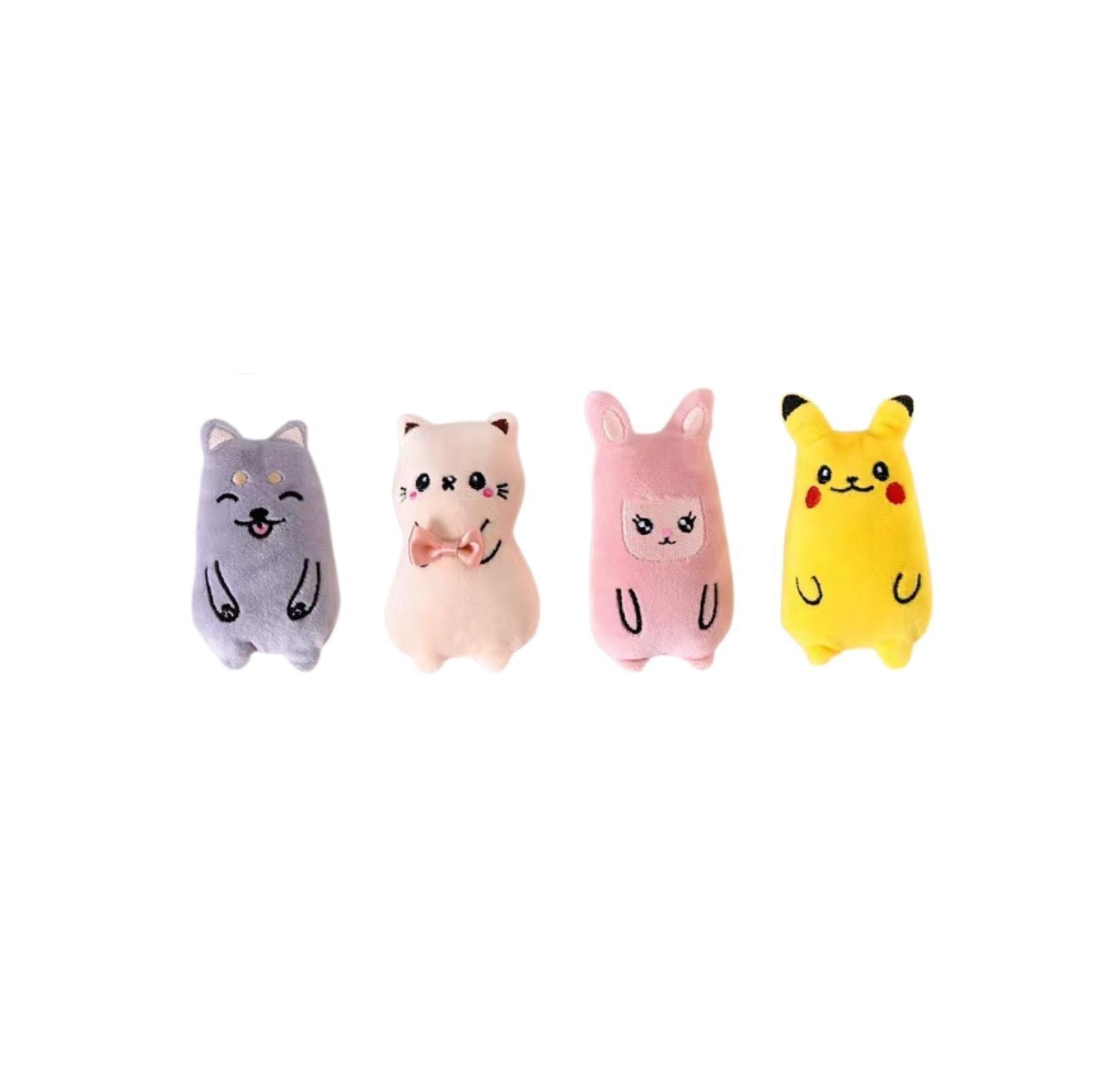 Kitty Styled Cartoon Plush Cat Toys Set of 4 - Built-in Bell And Catnip - {{product.type}} - PawPawUp